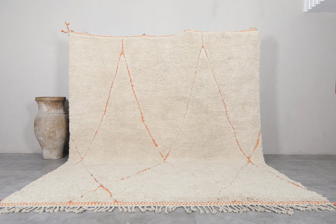 Authentic Berber Rug - Moroccan Carpet with Subtle Orange Details