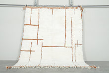 Custom Beni Ourain Rug – White Wool with Terracotta Geometric Lines