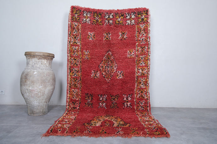 Vintage Moroccan Rug - 4.4 x 8.3 ft | Handwoven Red Beauty