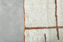 Custom Beni Ourain Rug – White Wool with Terracotta Geometric Lines