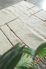 Custom Beni Ourain Rug – White Wool with Terracotta Geometric Lines