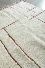 Custom Beni Ourain Rug – White Wool with Terracotta Geometric Lines