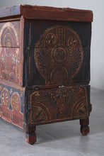Vintage Moroccan chest  H 22 INCHES X W 51.5 INCHES X D 13.7 INCHES