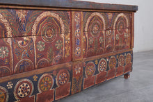 Vintage Moroccan chest  H 22 INCHES X W 51.5 INCHES X D 13.7 INCHES