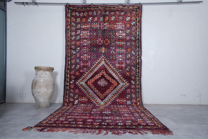 Moroccan Vintage Rug 6.5 x 13.8 Feet with Diamond Motif