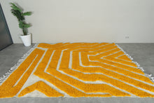 Yellow Hand Knotted Moroccan Rug - Custom Wool Rug | Bold Design