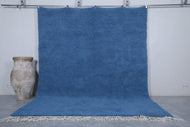 Solid Blue Moroccan Wool Rug - Minimalist and Cozy