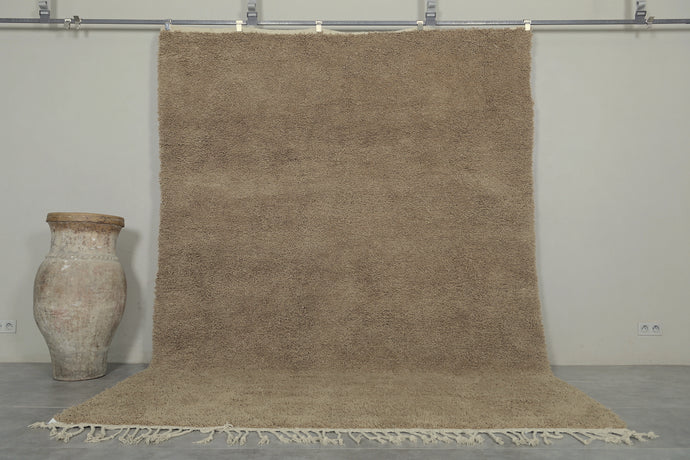 Handmade Moroccan Beni Ourain Rug - Timeless Brown Wool Berber Carpet