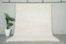 Handmade Moroccan Rug – White Wool with Soft Pink Dots - Custom Rug