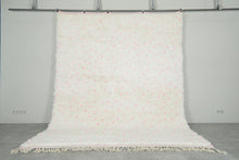 Handmade Moroccan Rug – White Wool with Soft Pink Dots - Custom Rug