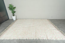 Handmade Moroccan Rug – White Wool with Soft Pink Dots - Custom Rug