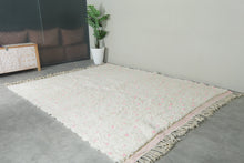 Handmade Moroccan Rug – White Wool with Soft Pink Dots - Custom Rug