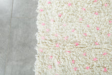 Handmade Moroccan Rug – White Wool with Soft Pink Dots - Custom Rug