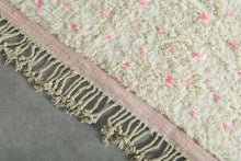 Handmade Moroccan Rug – White Wool with Soft Pink Dots - Custom Rug