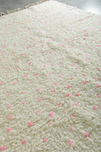 Handmade Moroccan Rug – White Wool with Soft Pink Dots - Custom Rug
