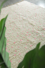 Handmade Moroccan Rug – White Wool with Soft Pink Dots - Custom Rug