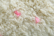 Handmade Moroccan Rug – White Wool with Soft Pink Dots - Custom Rug