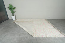 Handmade Moroccan Rug – White Wool with Soft Pink Dots - Custom Rug