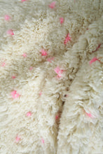 Handmade Moroccan Rug – White Wool with Soft Pink Dots - Custom Rug