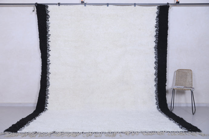 Handmade Moroccan Rug - White and Black Bordered Custom Rug