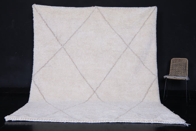 Elegant White Custom Moroccan Rug - Handmade Berber Rug