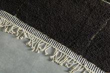 Custom Handmade Moroccan Rug – Dark Brown Wool with White Geometric Lines