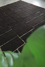 Custom Handmade Moroccan Rug – Dark Brown Wool with White Geometric Lines