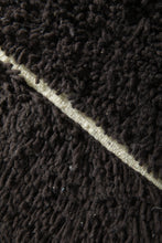 Custom Handmade Moroccan Rug – Dark Brown Wool with White Geometric Lines