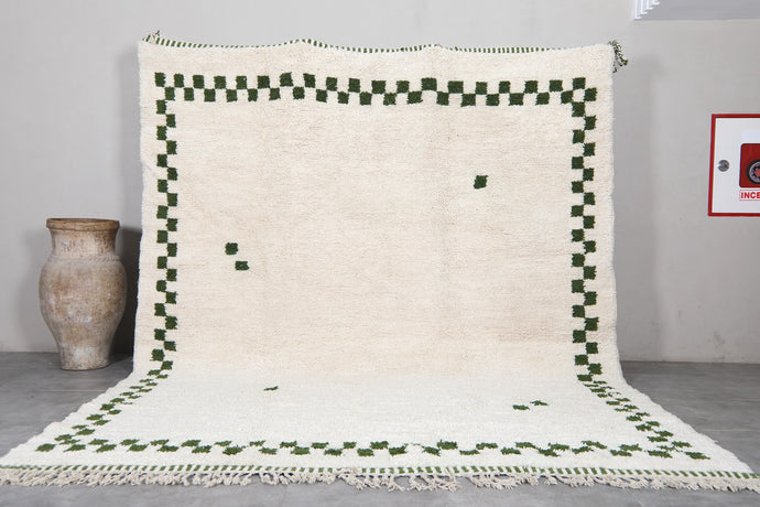 Handmade Moroccan Rug - Ivory with Green Accents