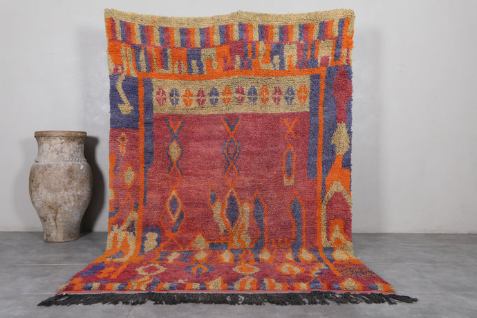 Bohemian Wool Rug in Vibrant Red and Orange | Artistic and Bold