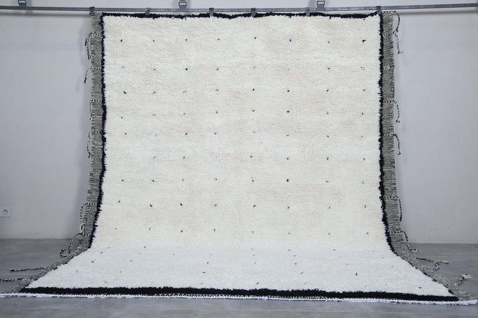 Moroccan Wool Rug with Black Borders - Handmade Berber Carpet