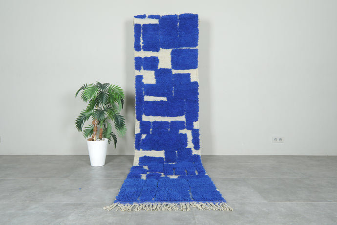Blue Moroccan Wool Runner – Custom Handmade Rug - Beautiful Rug