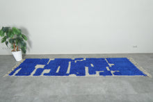 Blue Moroccan wool runner – Custom handmade rug - Beautiful rug