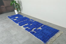 Blue Moroccan wool runner – Custom handmade rug - Beautiful rug