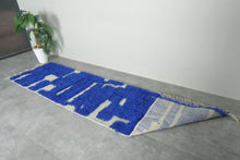 Blue Moroccan wool runner – Custom handmade rug - Beautiful rug