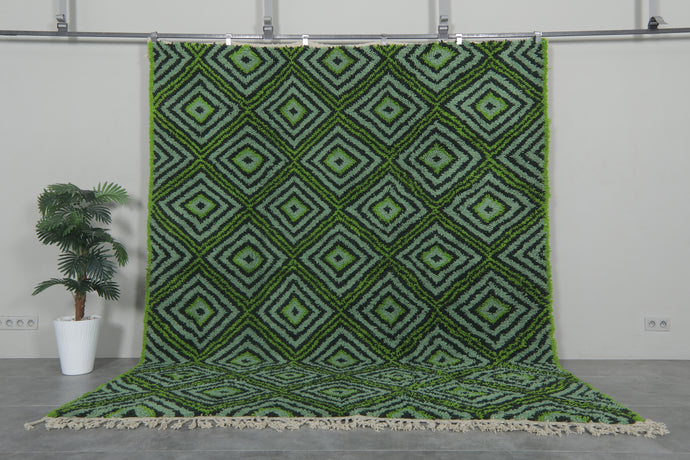 Vibrant Green Custom Moroccan Rug - Handmade Berber Carpet