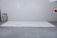 Handmade Moroccan wool rug - Custom rug with blue lines