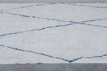 Handmade Moroccan wool rug - Custom rug with blue lines
