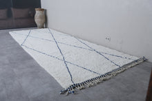 Handmade Moroccan wool rug - Custom rug with blue lines
