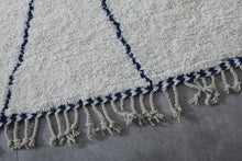 Handmade Moroccan wool rug - Custom rug with blue lines