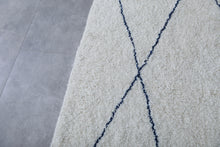 Handmade Moroccan wool rug - Custom rug with blue lines