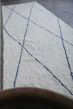 Handmade Moroccan wool rug - Custom rug with blue lines