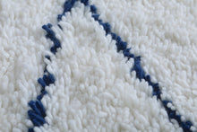 Handmade Moroccan wool rug - Custom rug with blue lines