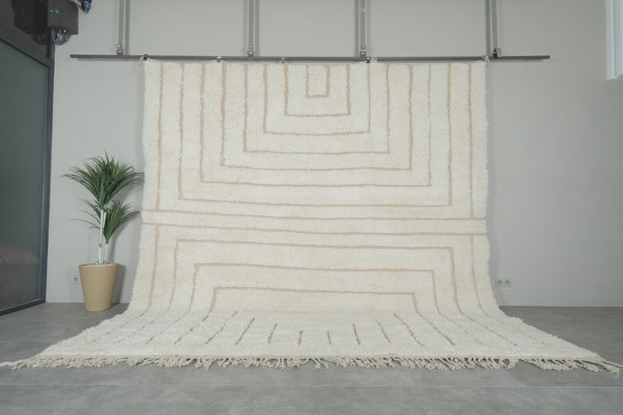 Handmade Wool Rug - Modern Layered Geometric Design | Moroccan Carpet