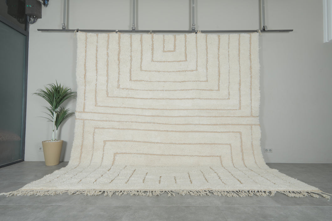 Handmade Wool Rug - Modern Layered Geometric Design | Moroccan Carpet
