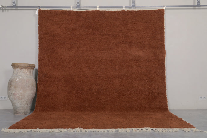 Solid Brown Berber Rug - Handwoven Moroccan Area Rug