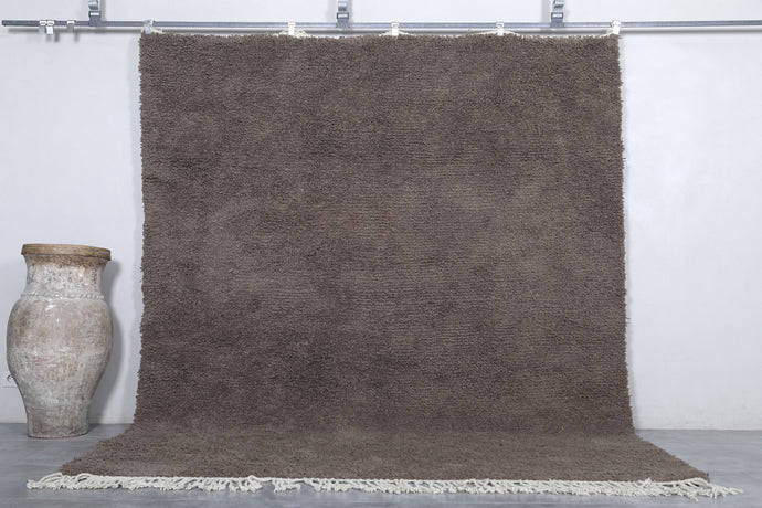Handcrafted Moroccan Berber Rug - Charcoal Gray Wool Beni Ourain Carpet