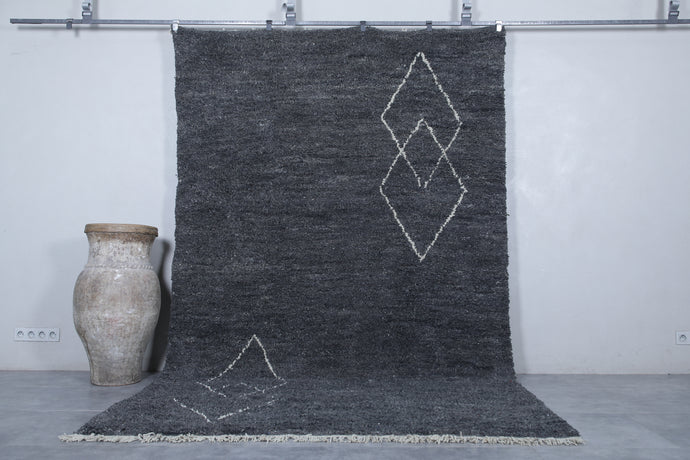 Moroccan Rug - Handmade Custom Area Rug | Dark Gray Geometric Design
