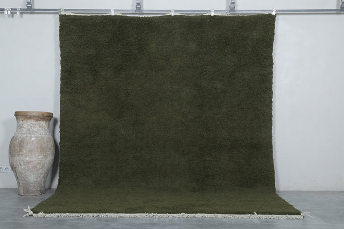 Custom Handmade Moroccan Rug - Deep Green Wool Area Rug