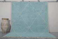 Soft Blue Wool Berber Carpet - Handcrafted Moroccan Beni Ourain Rug